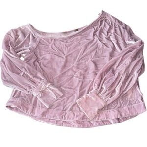Free people Velvet Top shirt off the shoulder cropped soft crushed NEW XS
